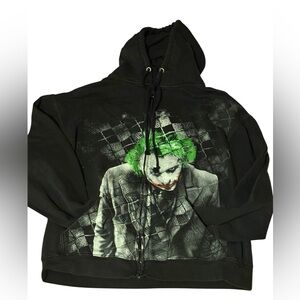 Vintage 2008 The Dark Knight Heath Ledger Joker Full Zip Hoodie Sweatshirt S/M